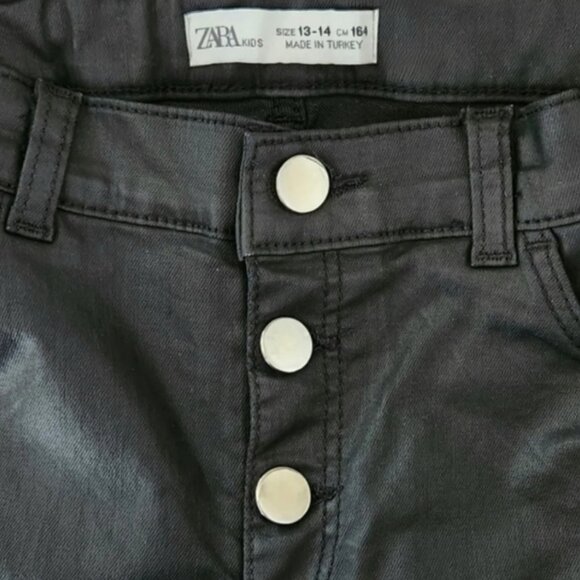 Zara Kids Black Faux Leather Pants - Picture 3 of 8